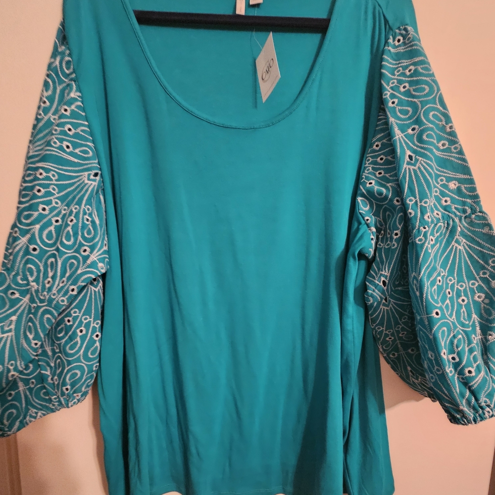 Cato Relaxed Blue 3/4 Sleeve Boxy Blouse